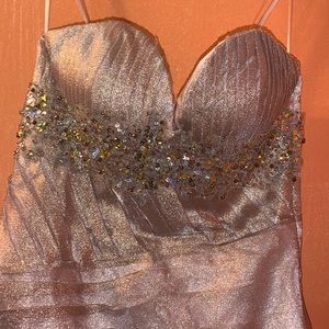 Champagne color Formal Strapless Halter Gown w/tie up back Size 0